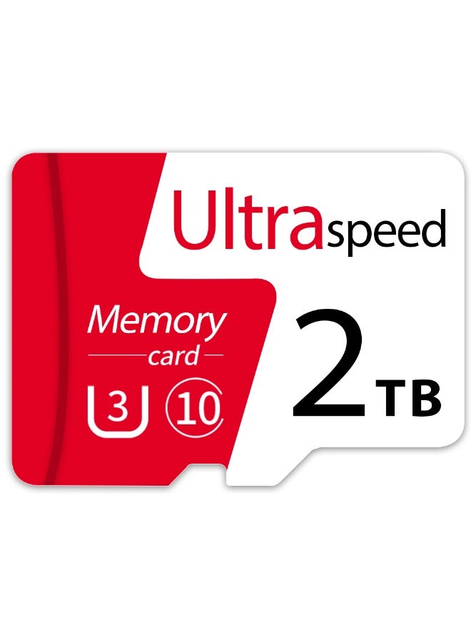 بطاقة SD ميكرو 2TB بطاقة الذاكرة SD بطاقة TF فئة 10 بطاقة SD نقل عالية السرعة مع محول لكاميرات داش وكاميرات العمل وكاميرات المراقبة والأمن - Image 1